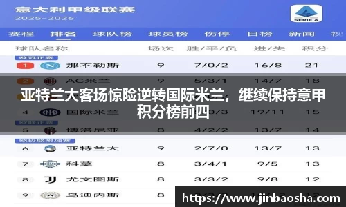 亚特兰大客场惊险逆转国际米兰，继续保持意甲积分榜前四
